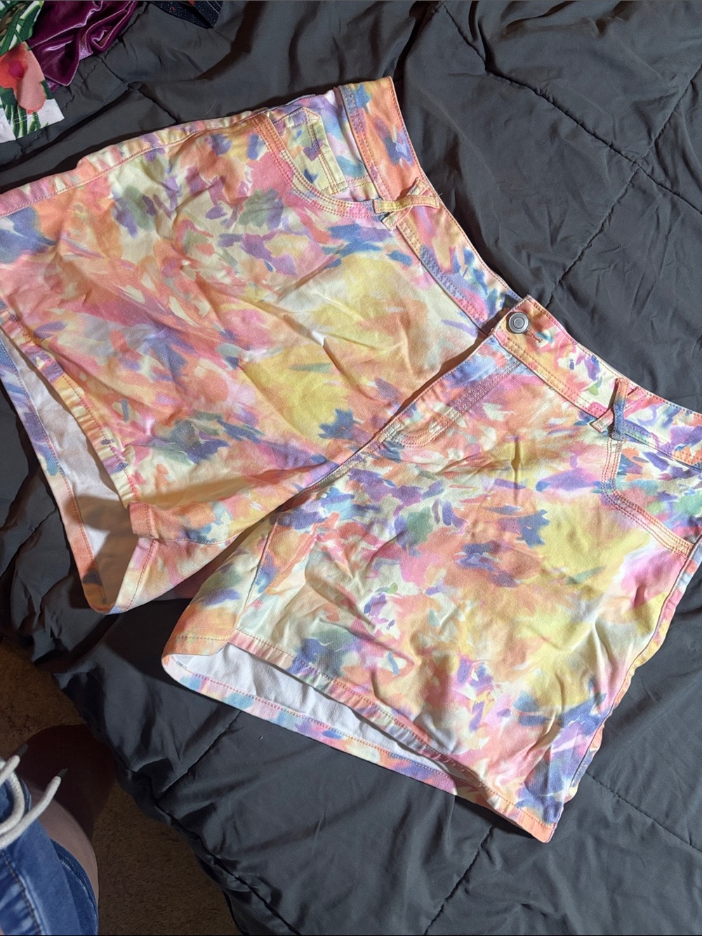 Lane Bryant Pastel Tie-Dye Jean Shorts - Pink, Yellow, Blue, Purple